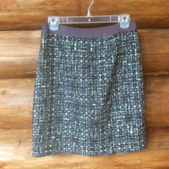 Boden Limited Edition Bouclé Wool Blend Lined Metallic Tweed Mini Skirt Size 4 - Picture 5 of 5